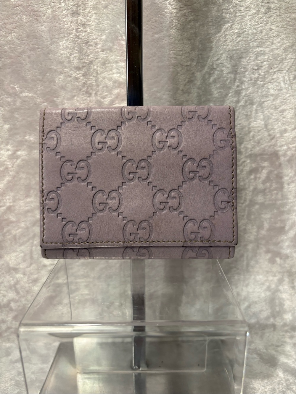 Gucci Guccissima Leather Card Holder Lavender Purple